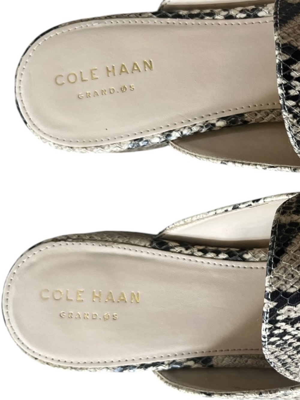 Cole Haan Piper Cream Roccia Snake Print Leather Slip-On Loafer Mules Flats SZ 8 - Picture 11 of 11